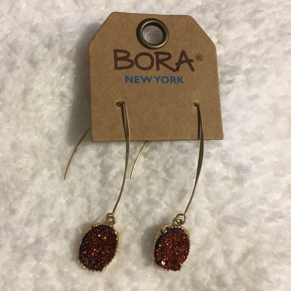 Rust Druzy Hook Earrings